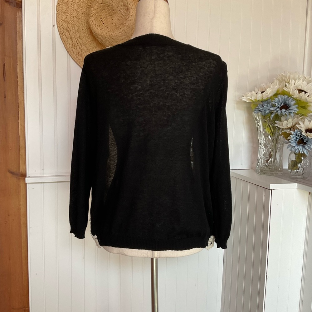 SOLD 🍁BUY ONE GET ONE 1/2 OFF🍁 Black Lightweight Open Embroidered Cardigan - Picture 3 of 4